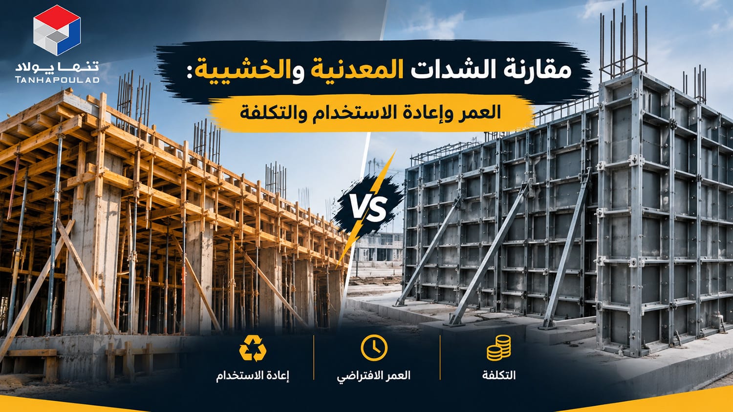 مقارنة الشدات الخشبية والمعدنية